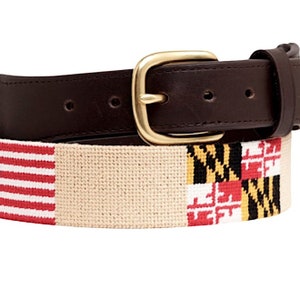 Needlepoint Belt American Flag and Maryland Flag Needlepoint Hand  Stitched Belt for Men