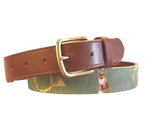 Vintage Leopard Print Needlepoint Belt Adult Extra Small or Child Size Snow Leopard Belt – The Needlepoint Clubhouse main image 2