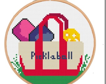 Pickleball Needlepoint Stitch Kit Ornament (4"x4" Digital Pattern)