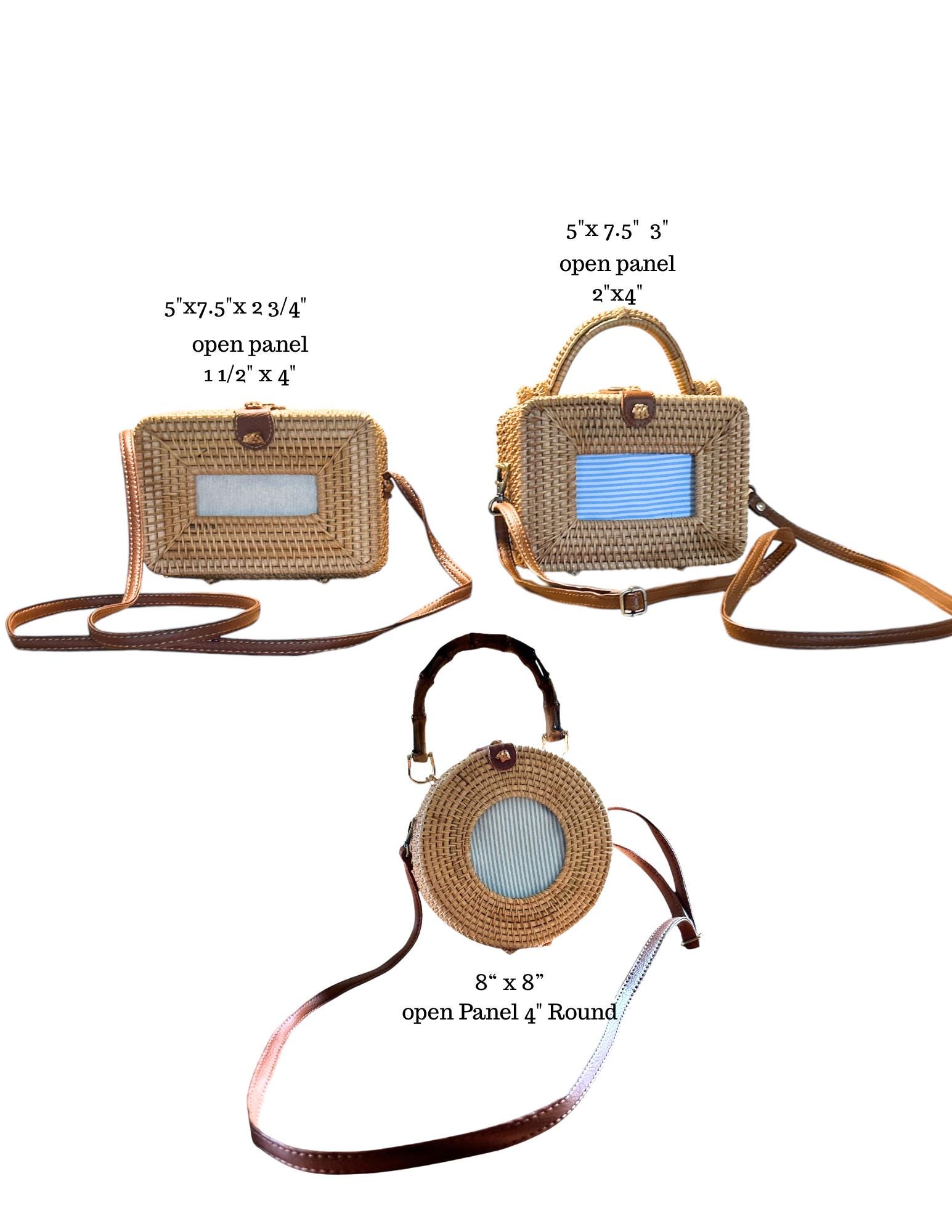 Rattan Rectangle Purse With Needlepoint Insert, DIY Handbag Kit