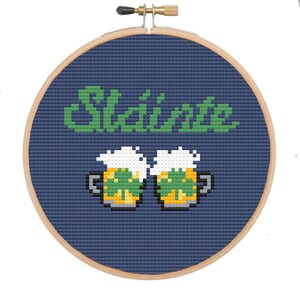 Needlepoint kit ornament stitch kit Custom St Patricks Cheers Slainte digital 4" ornament Kit PDF