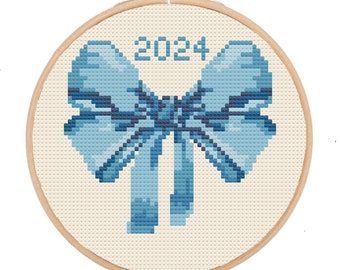 Stitch Kit  Blue Needlepoint 4" round pattern, download digital PDF , 18 count-round ornament