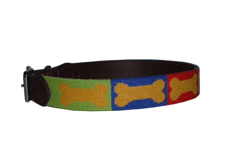 Dog Collar Needlepoint Dog Collar Handmade Stitched With Etsy