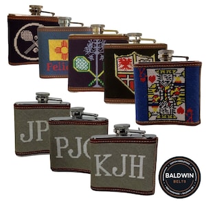 Needlepoint Flasks- Custom design, no mockup fee, unlimited edits