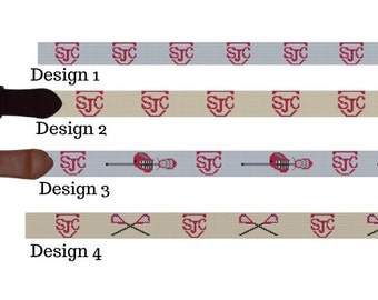 Needlepoint belt - St John's school design