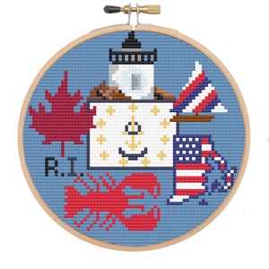 Needlepoint  Rhode Island Needlepoint Ornament Stitched kit  pattern digital pattern PDF.
