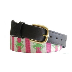 Nautical Needlepoint Belt for Men - Crab Design - Summer Style Must-Have