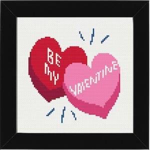 Needlepoint Kit,  Ornament heart valentine stitch kit 14 count 6"x6" stitch kit  digital