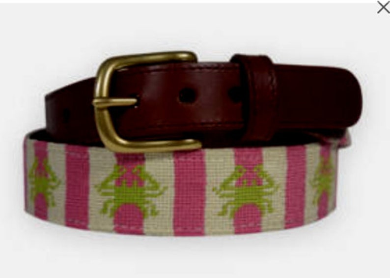 Belt needlepoint Women/'s custom belts crab design #shopforacause