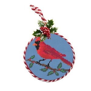 Stitch Kit - Bird Cross-Stitch kit  Bird Cardinal -Cross Stitch pattern digital 4" ornament 18 count Aida CanvasPDF