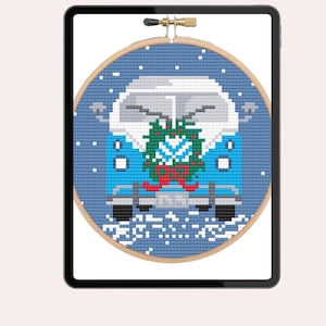 Needlepoint Stitch kit , 4" ornament kits VW Bus Needlepoint Christmas  pattern digital 4" ornament PDF