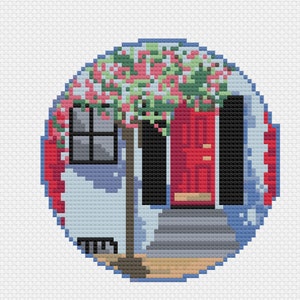 Needlepoint house ornament Round kit 18 count 4" round, house Needlepoint Ornament Stitch Kit