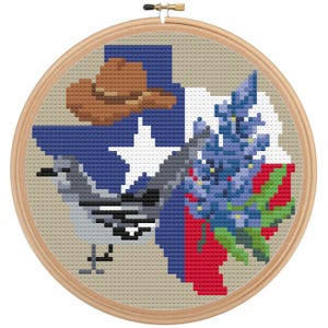 Patrón de adorno de bordado de Texas, decoración navideña de estrella solitaria - Descarga instantánea