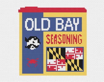 Stitch Kit - Maryland Needlepoint stitch Old Bay Baltimore Maryland design , digital pattern downloadl 4" by 4" 18 count canvas  with charts