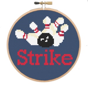 Needlepoint Bowling Ornament Pattern DIY, 4" needlepoint ornament - Instant Download!"