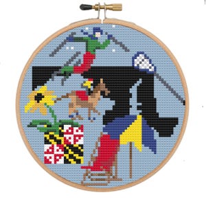 Needlepoint Maryland Stitch Ornament ,4" 18 count digital download needlepoint PDF.