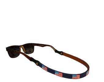 Needlepoint Sunglass Strap, American Flag Design