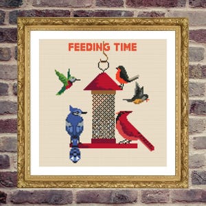 Needlepoint kit pattern digital 13 count Needlepoint 10&quot;x10&quot; Bird feeder design-  PDF downloadable chart