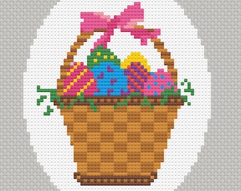 stitch kit-Easter basket Needlepoint downloadable chart- 18 count