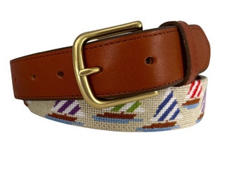 Needlepoint Belt, Sailboat needlepoint design