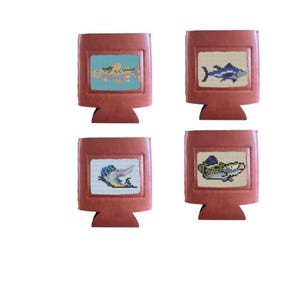 Needlepoint Can Cooler kit 4 needlepoint Fish downloadable designs - Insertable Can Cooler Patterns, 18 Mesh Digital Download,DIY