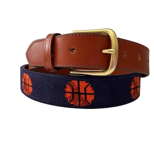 Needlepoint Basketball Belt for Players & Fans,  Unique Sporting Style for off the court  style.