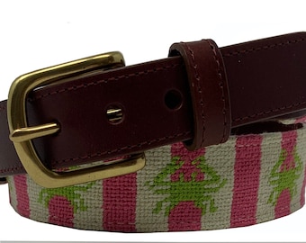 Needlepoint Belt  Pink crab needlepoint belt , Young Adult needlepoint belt