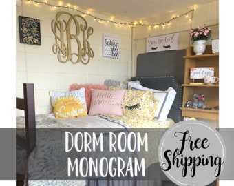 FREE SHIPPING!! Unpainted Dorm Room Monogram - Dorm Room Decor - Graduation Gift - Dorm Room Art - College Student Gift - Wall Hanging