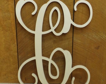 Wooden Letters - Unpainted Vine Script Wooden Letters - Door Hanger - Nursery Decor - Wedding Decor