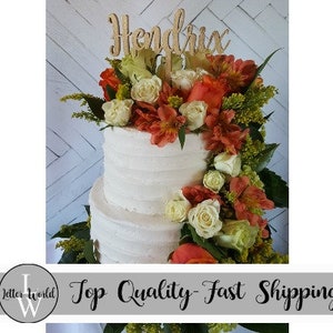 Gold Name Cake Topper - Birthday Cake Topper - Wedding Cake Topper - Groom&#39;s Cake - First Communion - Sweet Sixteen Cake Topper - Painted