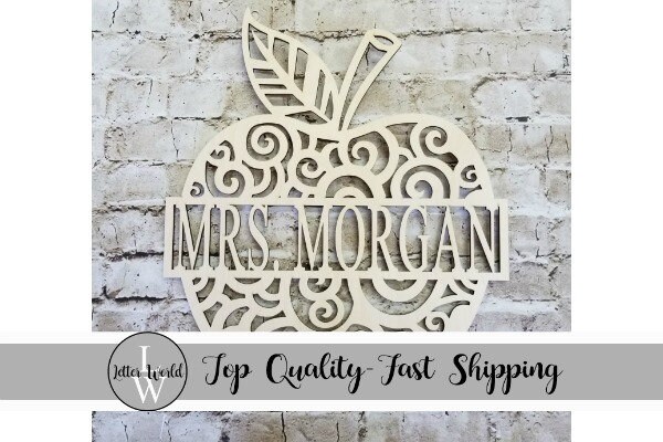 Unpainted Apple Door Hanger Wooden Door Hanger Teacher Gift