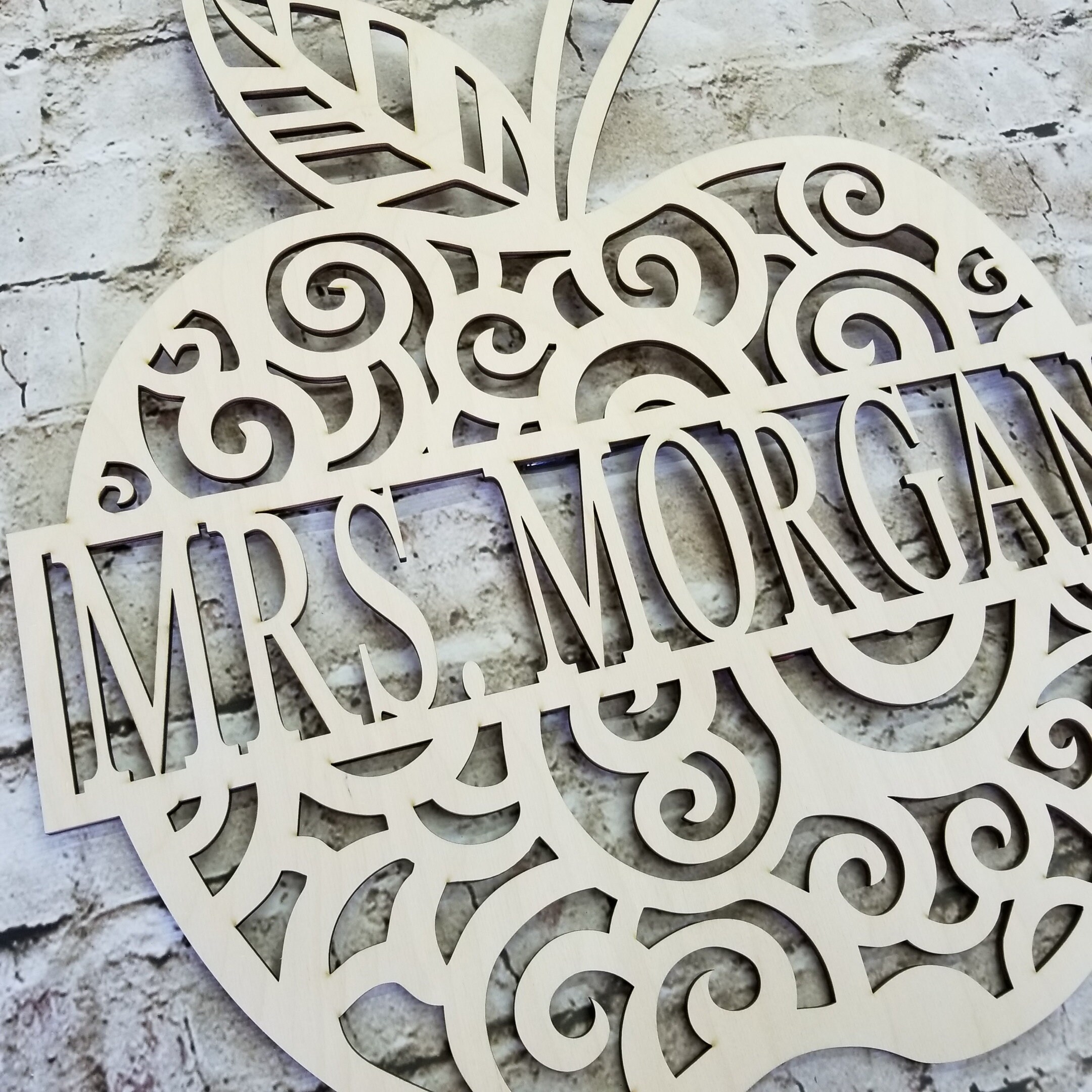 Unpainted Apple Door Hanger Wooden Door Hanger Teacher Gift