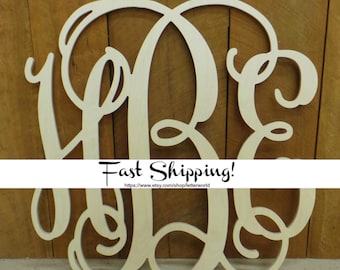 Wooden Monogram - Monogram Wall Hanging - Wedding Monogram - Wooden Letters - Nursery Decor - Vine Script Wooden Monogram - Wall Hanging