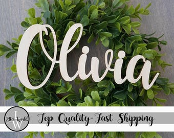 Name Wall Hanging - UNPAINTED Wooden Word - Script Name for Wall