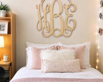 Monogram Letters - Unpainted Wood Monogram - Monogram Wall Hanging - Monogram Door Hanger - Wedding Gift - Housewarming Gift .