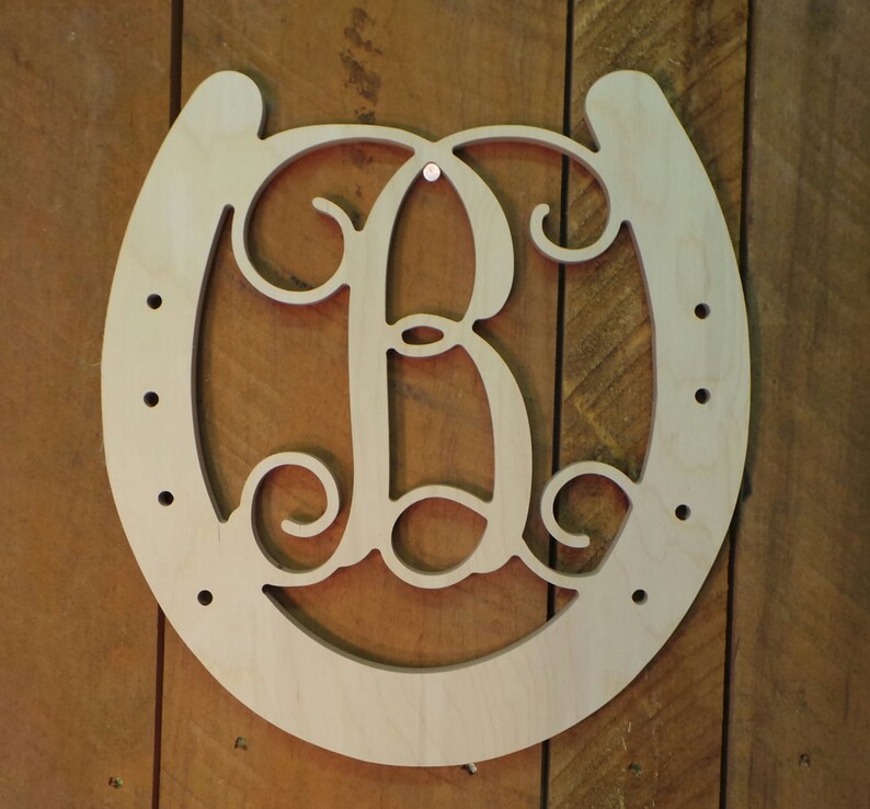 Wooden Monogram Unfinished Vine Script Initial In Connected Image 0
