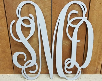 PAINTED Wooden Initials - Vine Script Monogram - Monogram Door Hanger - Monogram Wall Hanging - Wedding Monogram - Nursery Monogram