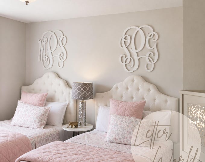 Featured listing image: PAINTED Wooden Letters - Dorm Room Monogram  - Wooden Monogram Wall Hanging - Personalized Wall Art