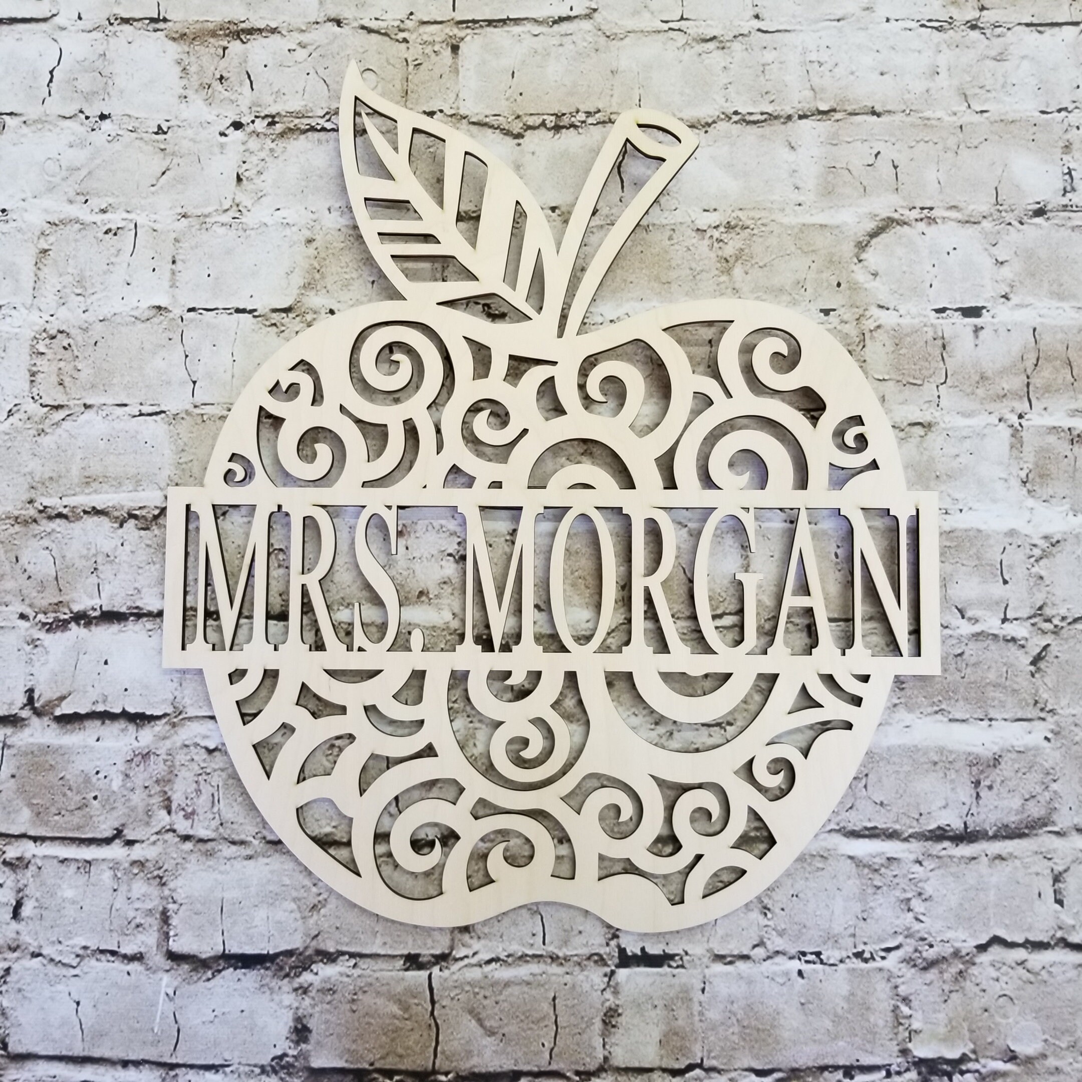 Unpainted Apple Door Hanger Wooden Door Hanger Teacher Gift