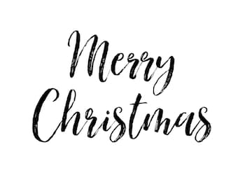 Merry Christmas Text Overlay | Black White & Red | Script Font