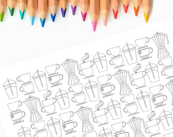 Coloriage amateur de café et de thé | Imprimable numérique