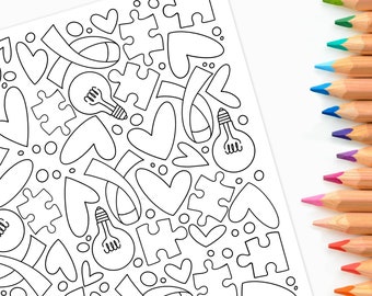 Autism Acceptance | Coloring Page Print & Color | Digital Printable Color Sheet