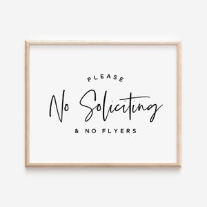 Please No Soliciting & No Flyers | Simple Farmhouse Decor Digital Printable Front Door Sign