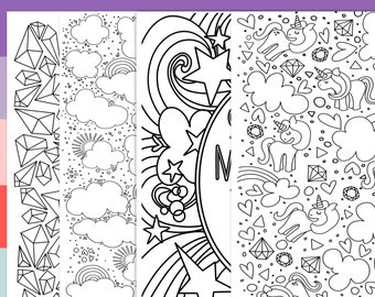 4 Pack She's Magic Unicorns & Rainbows | Digital Coloring Book Pages