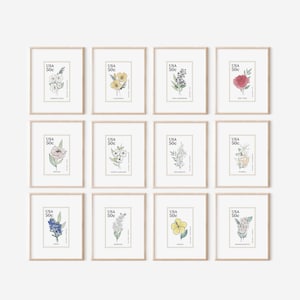 You Choose USA State Flower Stamp Art Print | Watercolor Floral Inspired Gift
