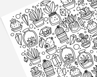 Cactus Coloring Page Etsy Cactus Coloring Page Etsy