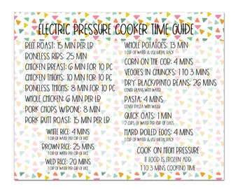 Pressure Cooker Time Chart