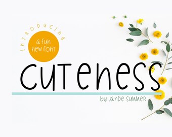 Cuteness a Handwritten Font | Letters Numbers Symbols & Painted Overlays | Digital Download | Modern Letters | Commercial Use | TTF File