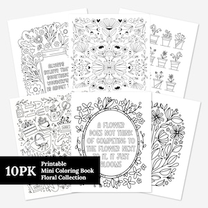 10 Pk Floral Printable Coloring Book 10Pk Coloring Pages | Hand-Drawn Flower Digital Coloring Book | Adult Zen Calming Color Activity Time
