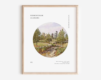 Birmingham Alabama Facts & Watercolor Illustration Printable